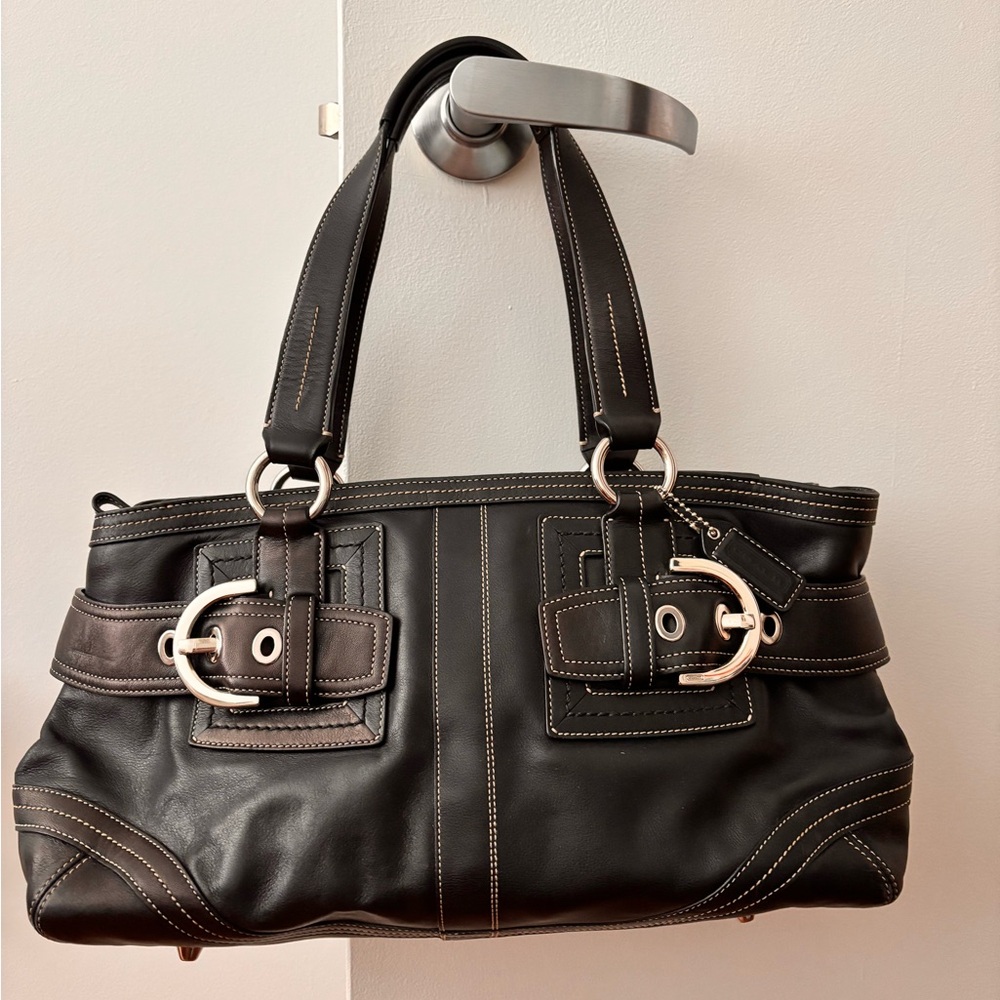 Authentic Coach Black Leather Handbag